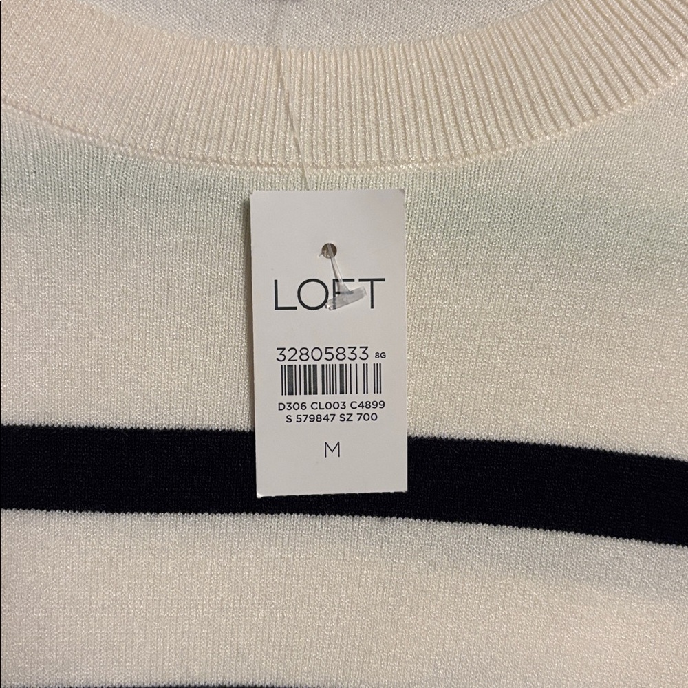 LOFT Cream and Black Striped PulloverSIZE MEDIUM - Picture 3 of 3